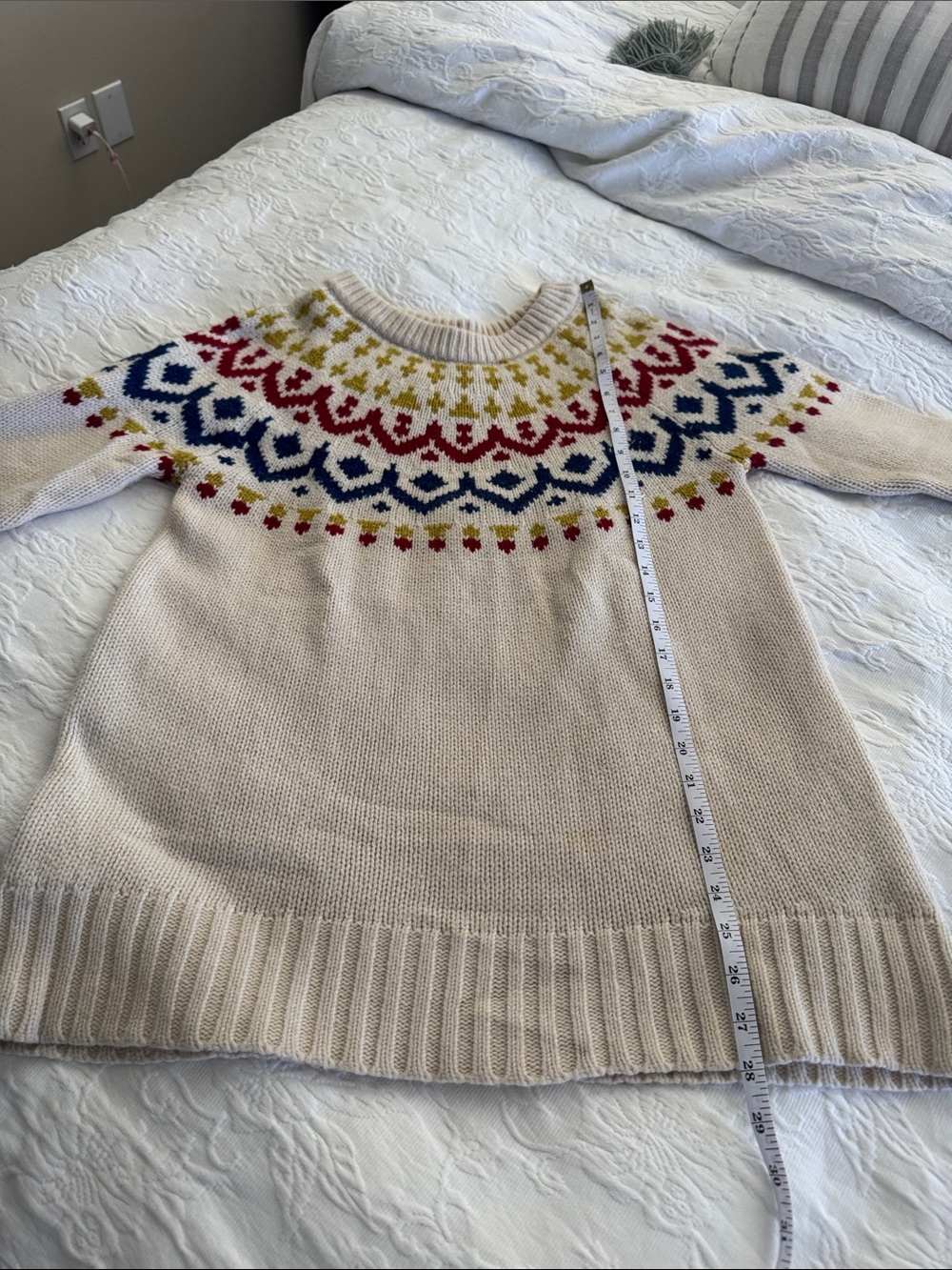 Cream Fair Isle Yoke Sweater – Women's Cozy Knit Pullover